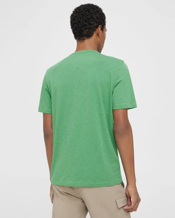 Men TShirts Polos Theory Essential Tee In Cosmos Slub Cotton Jade Green