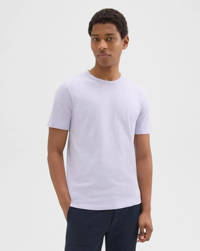 Men TShirts Polos Theory Essential Tee In Cosmos Slub Cotton Soft Iris