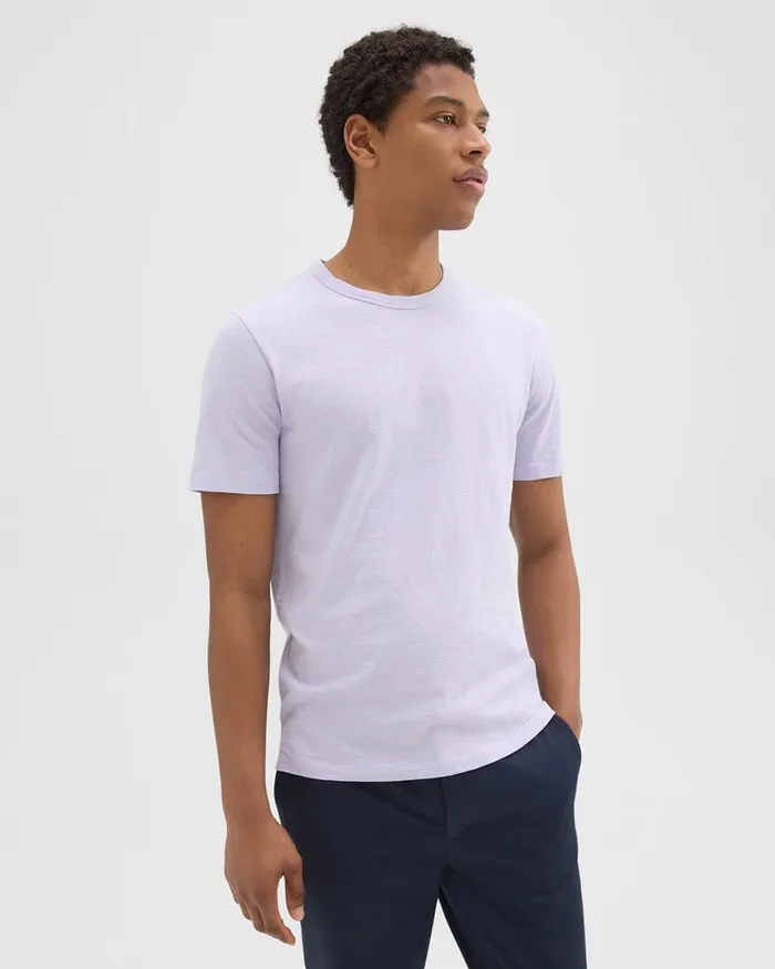 Men TShirts Polos Theory Essential Tee In Cosmos Slub Cotton Soft Iris
