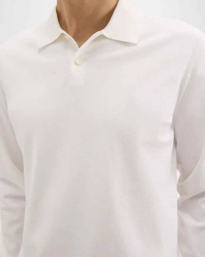 Men TShirts Polos Theory Goris LongSleeve Polo Shirt In Light Bilen White