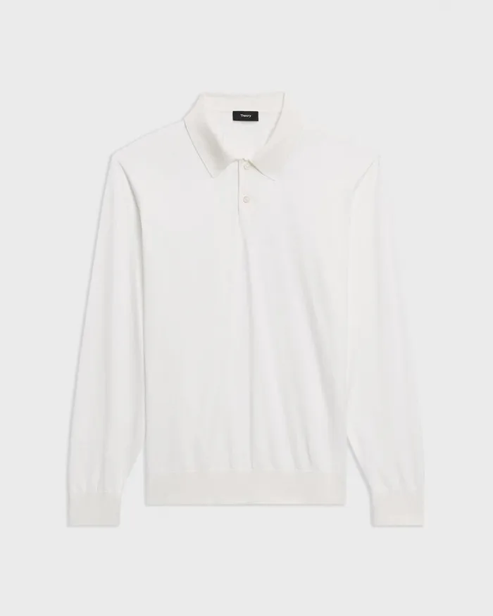 Men TShirts Polos Theory Goris LongSleeve Polo Shirt In Light Bilen White
