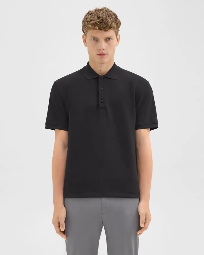 Men TShirts Polos Theory Jocelin Polo Shirt In Studio Knit Jacquard Black