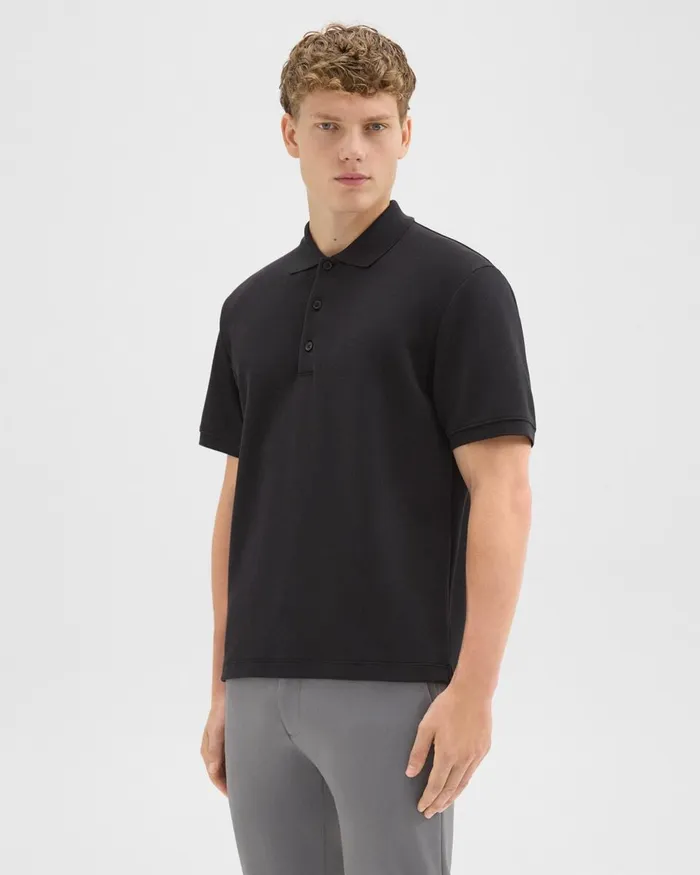 Men TShirts Polos Theory Jocelin Polo Shirt In Studio Knit Jacquard Black