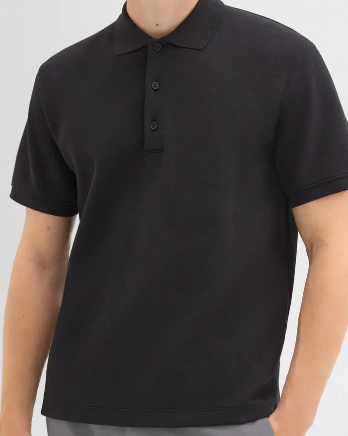 Men TShirts Polos Theory Jocelin Polo Shirt In Studio Knit Jacquard Black