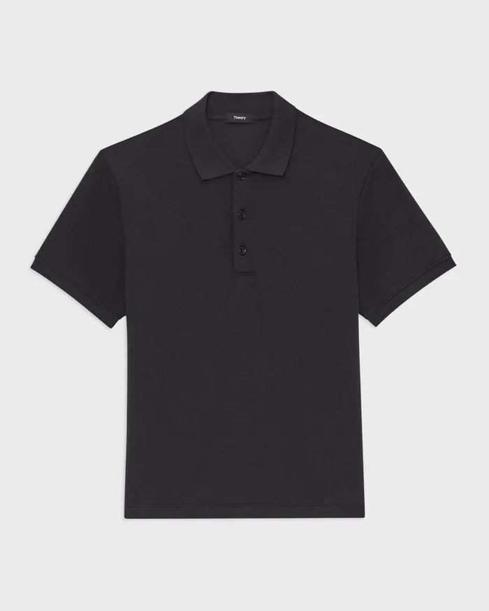 Men TShirts Polos Theory Jocelin Polo Shirt In Studio Knit Jacquard Black