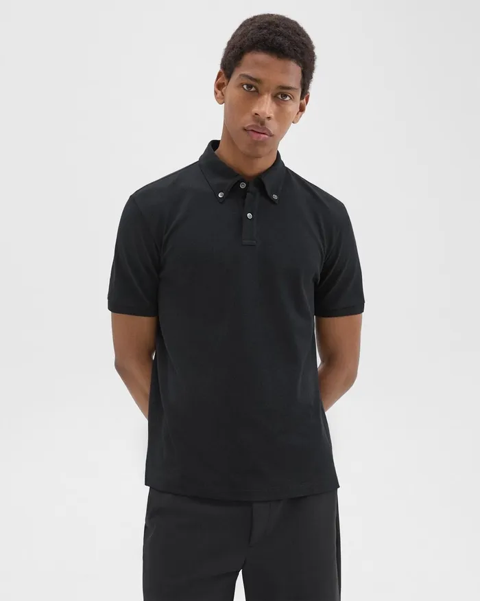 Men TShirts Polos Theory Tailored Polo Shirt In Function Piqueacute Black