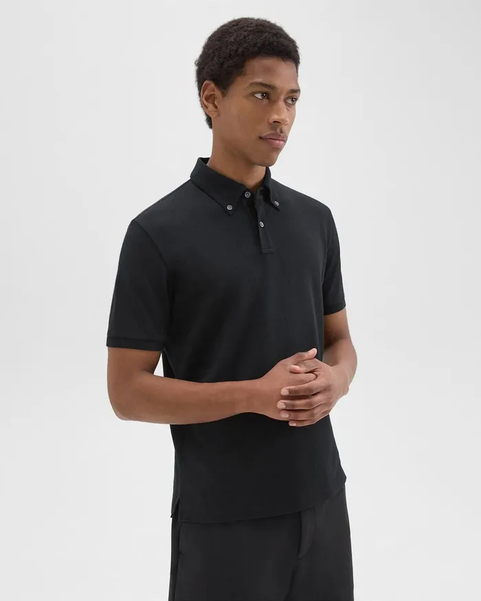 Men TShirts Polos Theory Tailored Polo Shirt In Function Piqueacute Black