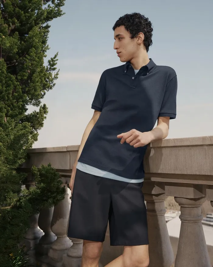 Men TShirts Polos Theory Tailored Polo Shirt In Function Piqueacute Black