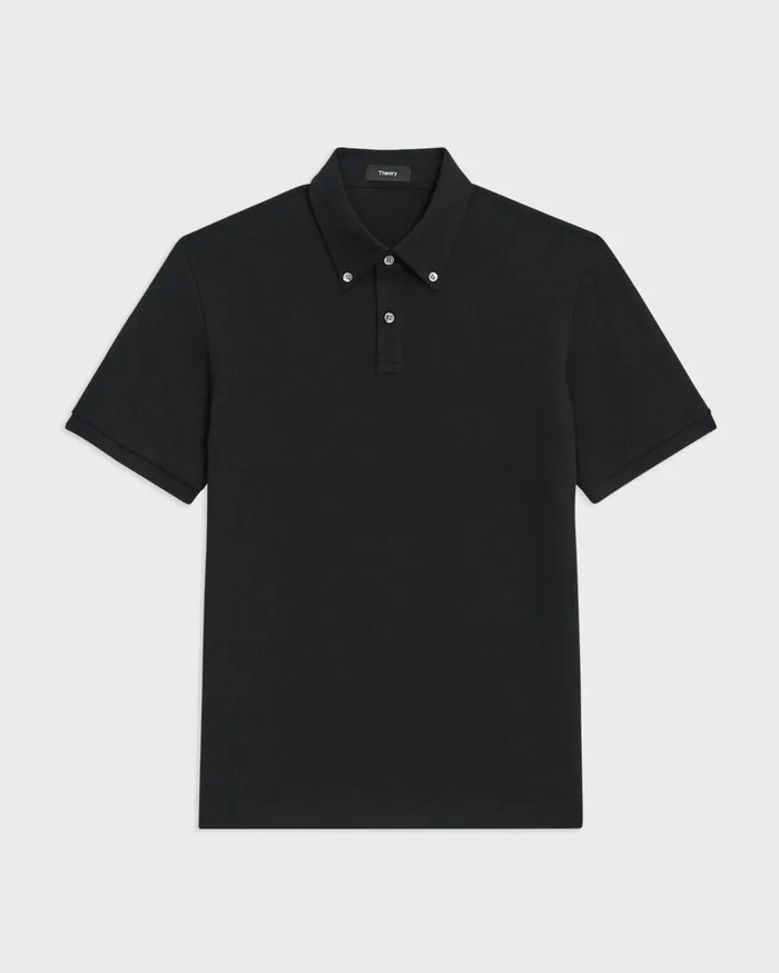 Men TShirts Polos Theory Tailored Polo Shirt In Function Piqueacute Black