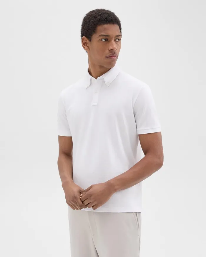 Men TShirts Polos Theory Tailored Polo Shirt In Function Piqueacute White