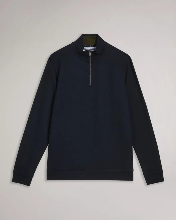Men TOLTI 8211 Quilted Jersey Half Zip Jumper Navy Ted Baker Tops