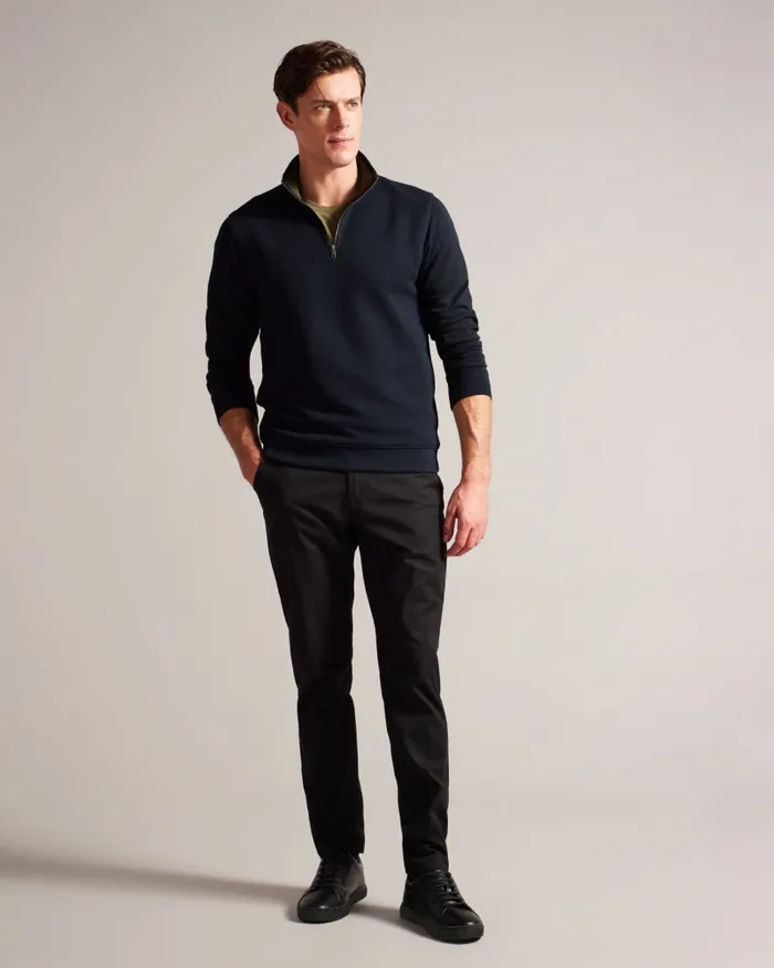 Men TOLTI 8211 Quilted Jersey Half Zip Jumper Navy Ted Baker Tops