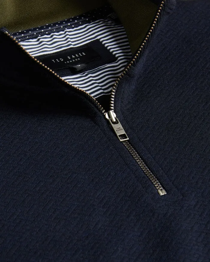 Men TOLTI 8211 Quilted Jersey Half Zip Jumper Navy Ted Baker Tops