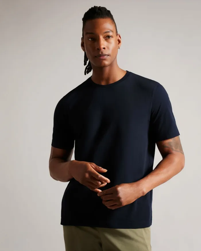 Men TYWINN 8211 Short Sleeve Regular Fit Plain Tshirt Navy Ted Baker Tops