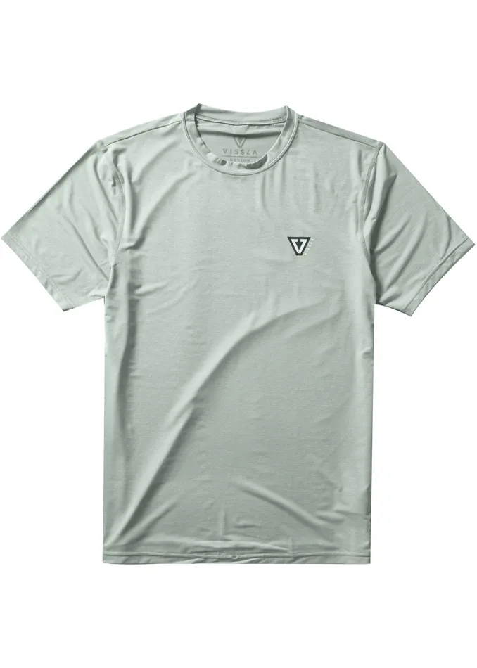 Men Vissla Twisted Eco Short Sleeve Lycra Rash Guard Sea Green Heather Wetsuit Tops and Lycra