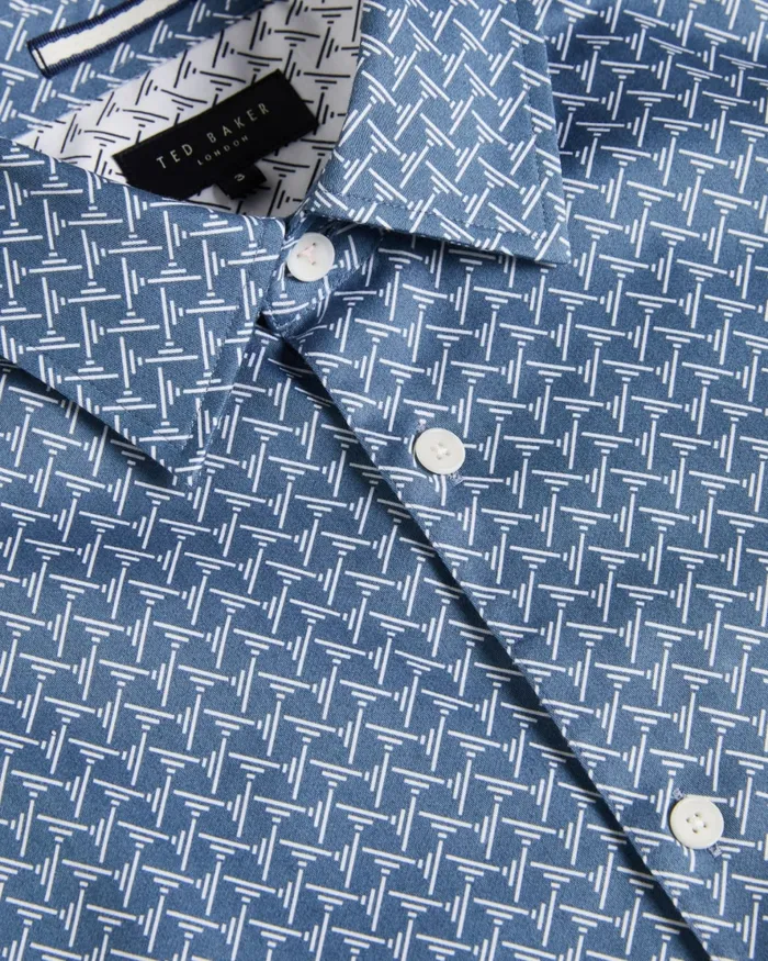 Men WILLUW 8211 Long Sleeve Geometric Print Shirt Blue Ted Baker Shirts Men WILLUW 8211 Long Sleeve Geometric Print Shirt Blue Ted Baker Shirts