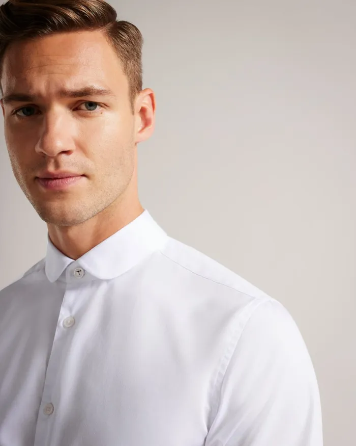 Men WITFOR 8211 Long Sleeve Rounded Collar Shirt White Ted Baker Shirts