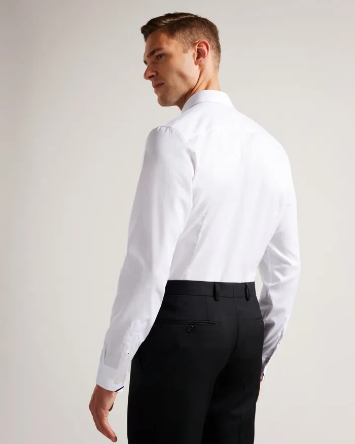 Men WITFOR 8211 Long Sleeve Rounded Collar Shirt White Ted Baker Shirts