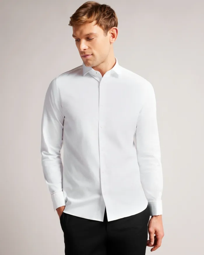 Men WITREE 8211 Long Sleeve Shirt White Ted Baker Shirts