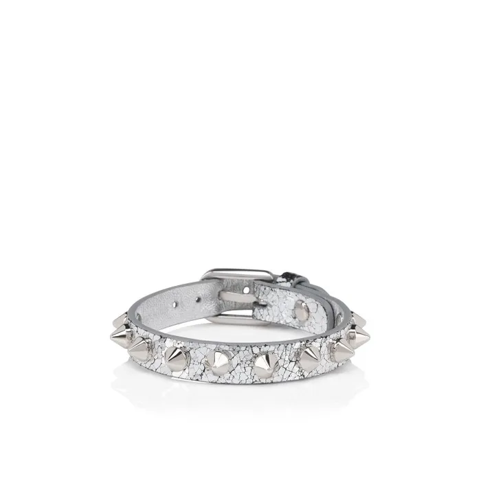 MenWomen Cabata Bracelet 8211 Manoir Specchio Leather And Spikes 8211 Silver Christian Louboutin Bracelets