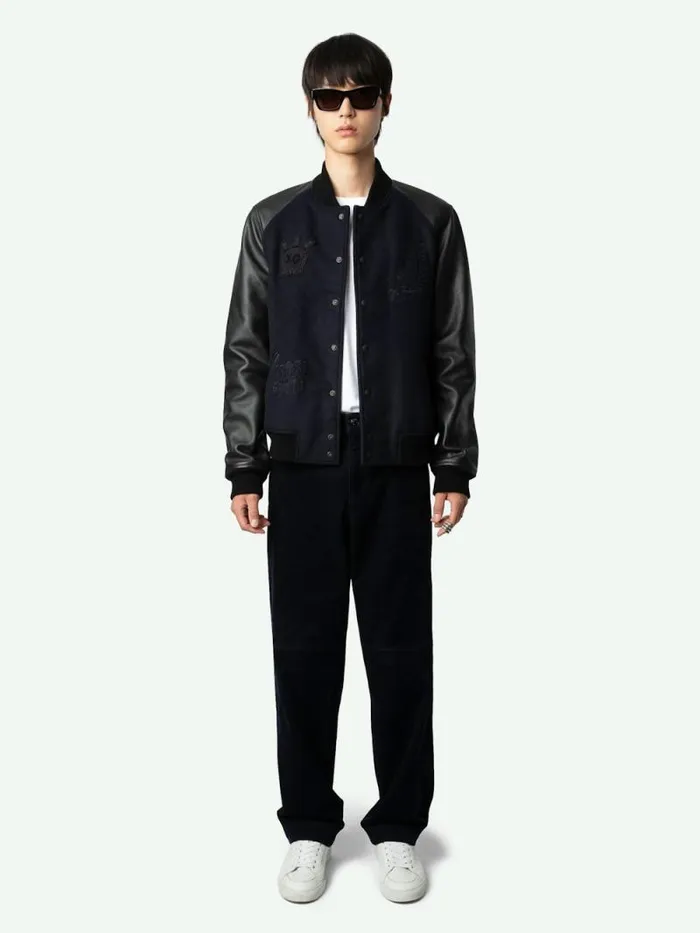 Men Zadig and Voltaire Jackets and Coats Birdieh Bomber Jacket Encre
