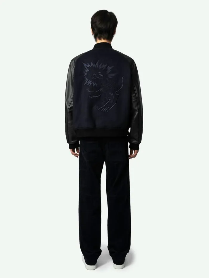 Men Zadig and Voltaire Jackets and Coats Birdieh Bomber Jacket Encre Men Zadig and Voltaire Jackets and Coats Birdieh Bomber Jacket Encre