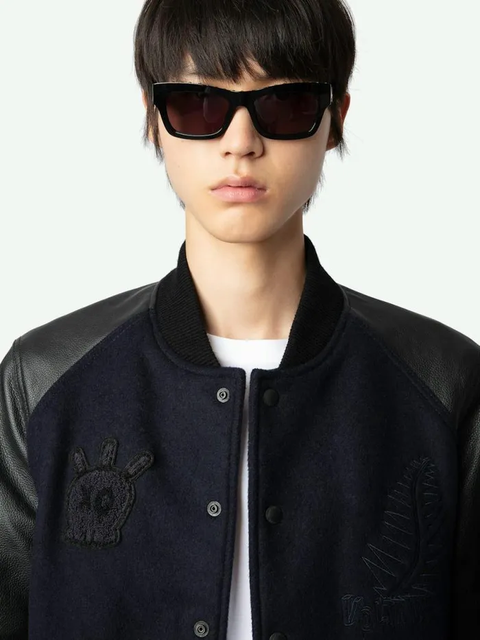 Men Zadig and Voltaire Jackets and Coats Birdieh Bomber Jacket Encre Men Zadig and Voltaire Jackets and Coats Birdieh Bomber Jacket Encre