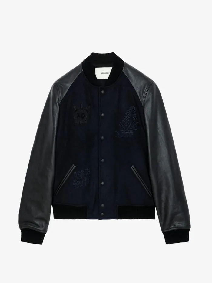 Men Zadig and Voltaire Jackets and Coats Birdieh Bomber Jacket Encre Men Zadig and Voltaire Jackets and Coats Birdieh Bomber Jacket Encre
