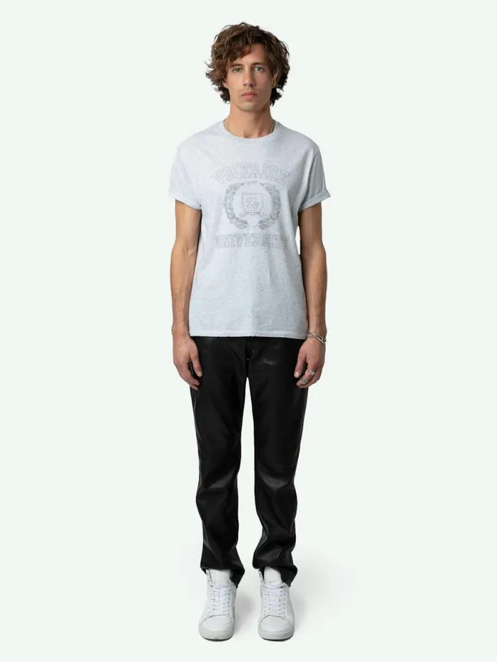 Men Zadig and Voltaire TShirts Jimmy Insignia Tshirt Gris Chine Clair