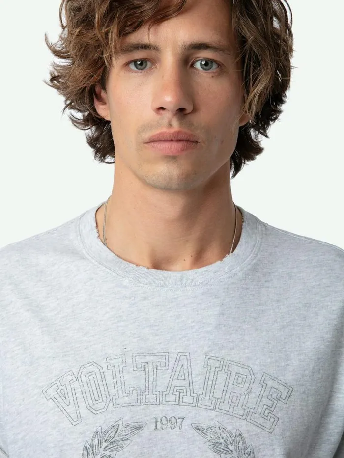 Men Zadig and Voltaire TShirts Jimmy Insignia Tshirt Gris Chine Clair