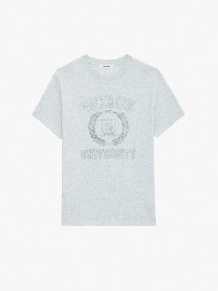 Men Zadig and Voltaire TShirts Jimmy Insignia Tshirt Gris Chine Clair