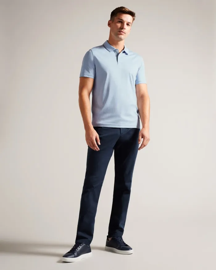 Men ZEITER 8211 Short Sleeve Slim Fit Polo Shirt Pale Blue Ted Baker Tops Men ZEITER 8211 Short Sleeve Slim Fit Polo Shirt Pale Blue Ted Baker Tops