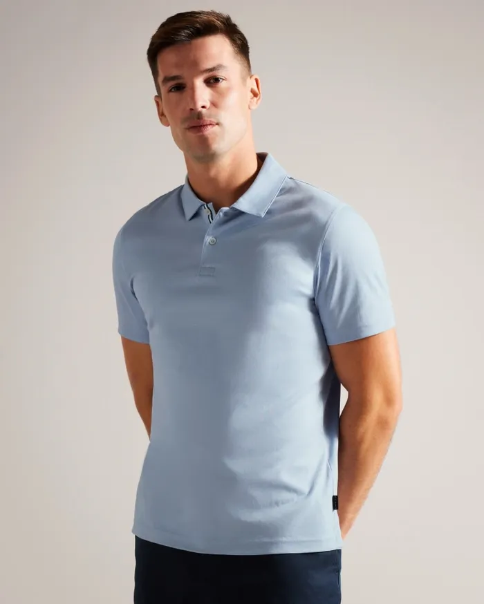 Men ZEITER 8211 Short Sleeve Slim Fit Polo Shirt Pale Blue Ted Baker Tops Men ZEITER 8211 Short Sleeve Slim Fit Polo Shirt Pale Blue Ted Baker Tops