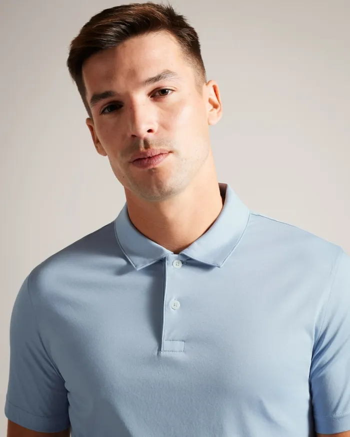Men ZEITER 8211 Short Sleeve Slim Fit Polo Shirt Pale Blue Ted Baker Tops Men ZEITER 8211 Short Sleeve Slim Fit Polo Shirt Pale Blue Ted Baker Tops