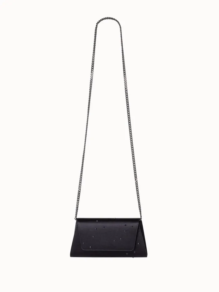 Mini Anouk Clutch In Satin And Leather With Swarovski Stars Black Women Akris Mini Bags