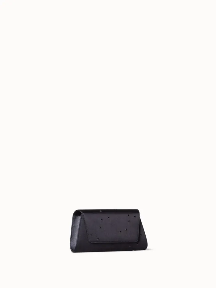 Mini Anouk Clutch In Satin And Leather With Swarovski Stars Black Women Akris Mini Bags
