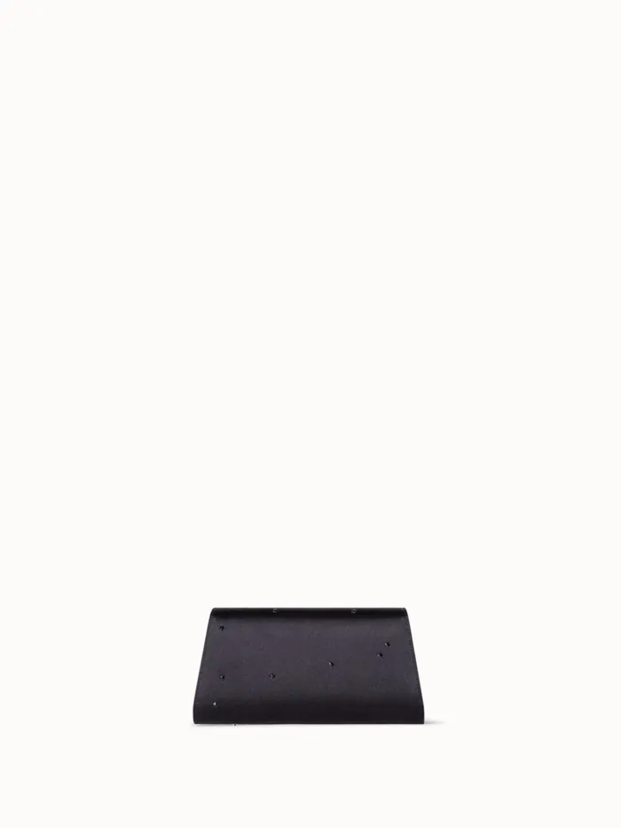 Mini Anouk Clutch In Satin And Leather With Swarovski Stars Black Women Akris Mini Bags