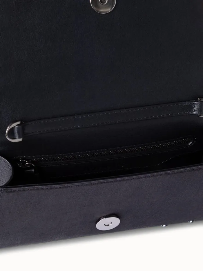Mini Anouk Clutch In Satin And Leather With Swarovski Stars Black Women Akris Mini Bags