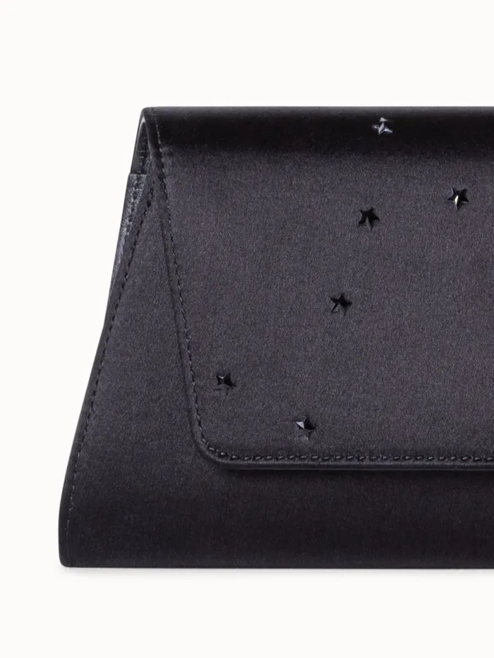 Mini Anouk Clutch In Satin And Leather With Swarovski Stars Black Women Akris Mini Bags