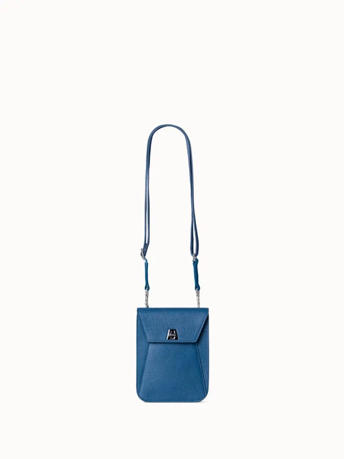Mini Anouk Messenger Bag In Cervocalf Leather Pacific Denim Women Akris Mini Bags
