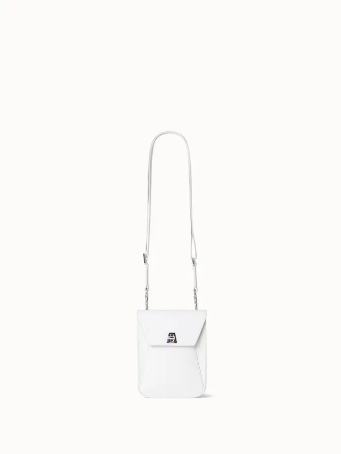 Mini Anouk Messenger Bag In Cervocalf Leather White Women Akris Mini Bags