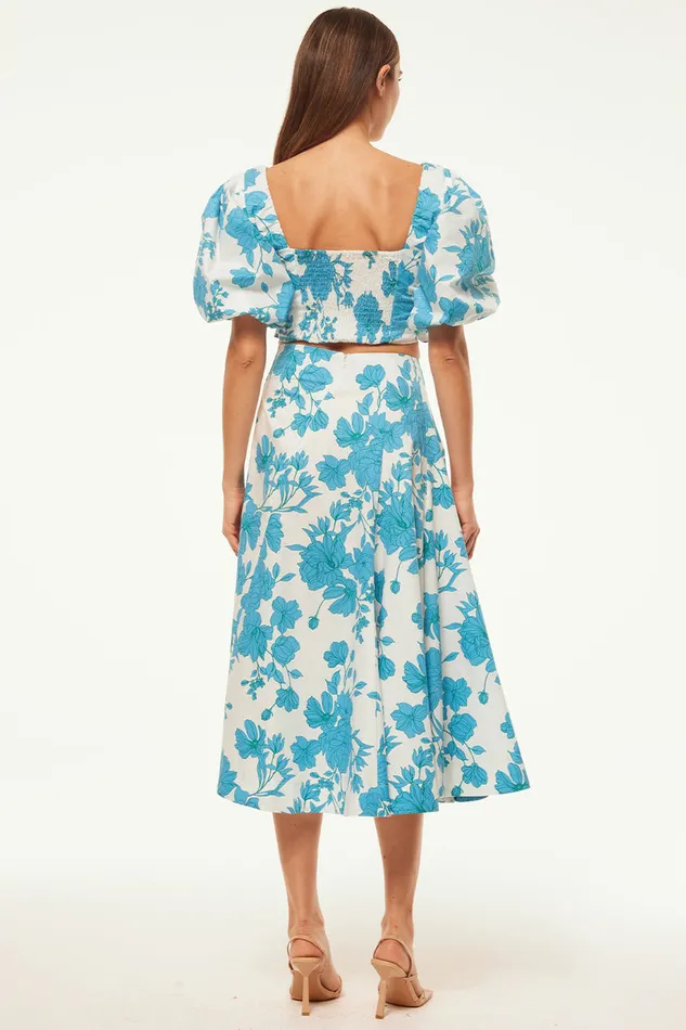Misa Los Angeles Emma Skirt Turquoise Flora Poplin Women Skirts and Shorts