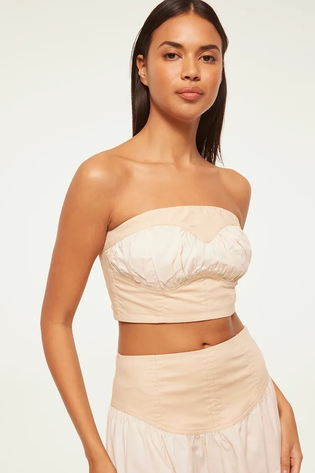 Misa Los Angeles Golnaz Top Ivory Linen Mix Women Tops