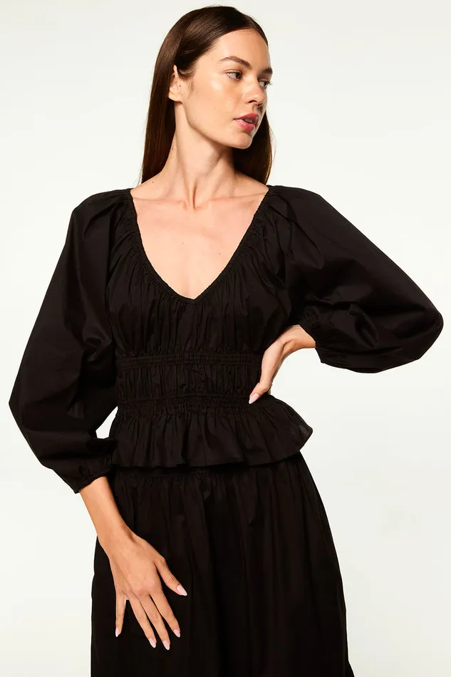 Misa Los Angeles Halia Top Black Women Tops