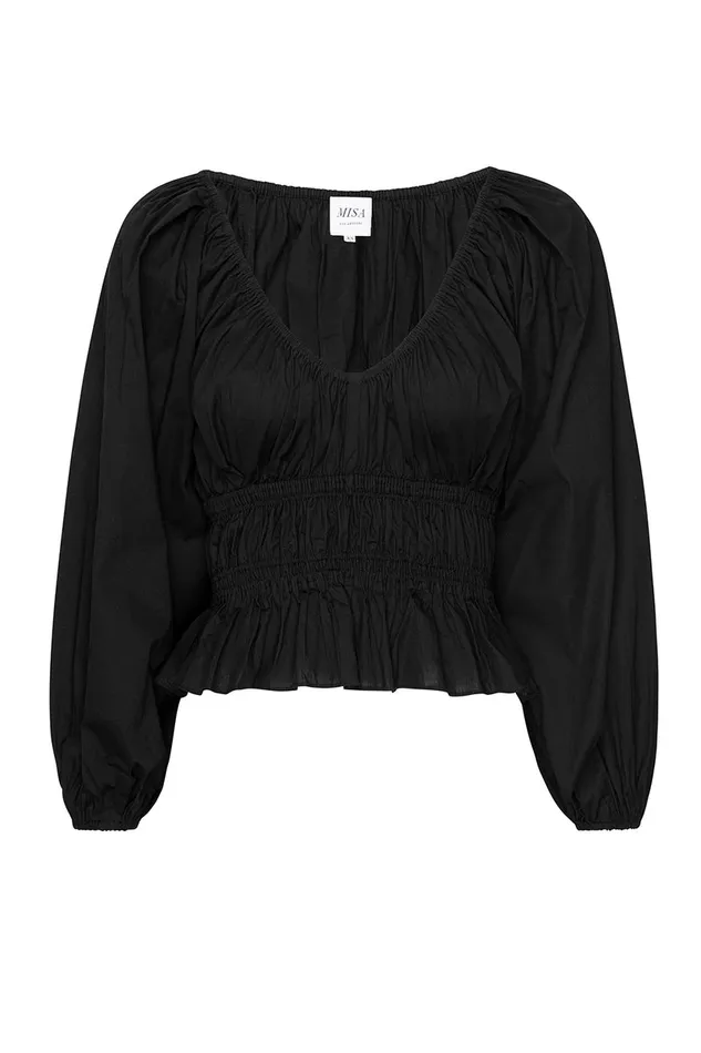 Misa Los Angeles Halia Top Black Women Tops