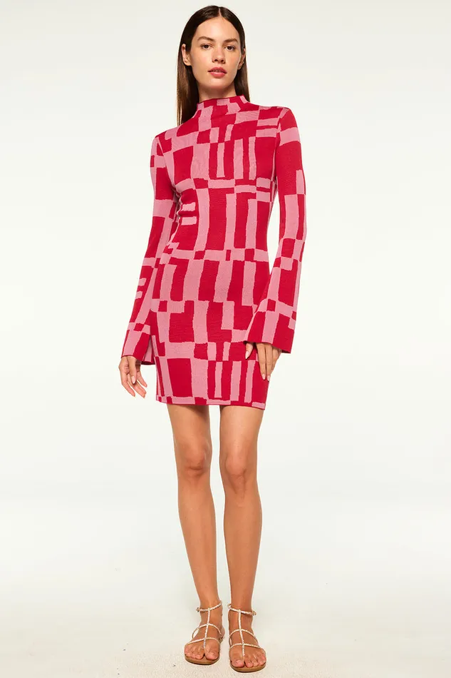 Misa Los Angeles Kalen Dress Pink U0026 Red Women Knits
