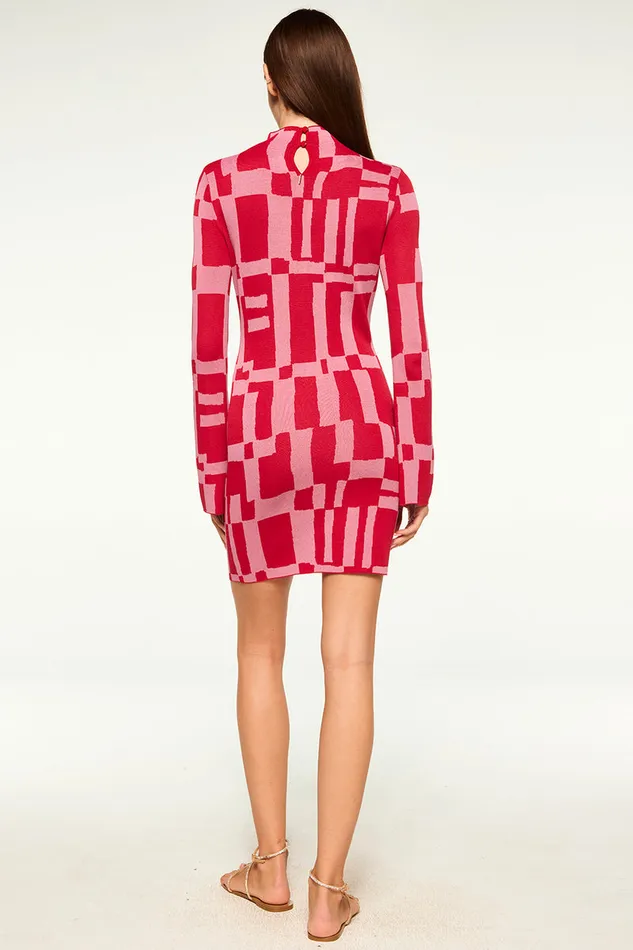 Misa Los Angeles Kalen Dress Pink U0026 Red Women Knits