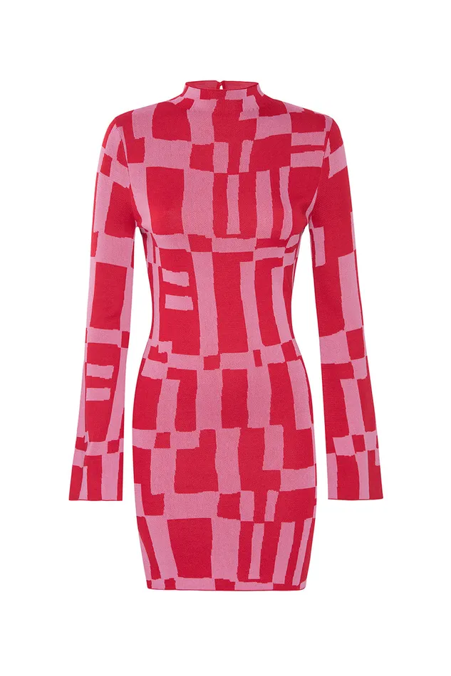 Misa Los Angeles Kalen Dress Pink U0026 Red Women Knits