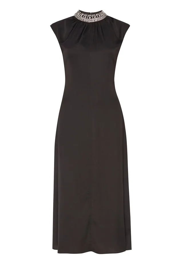 Misa Los Angeles Kira Dress Black Satin Women Dresses