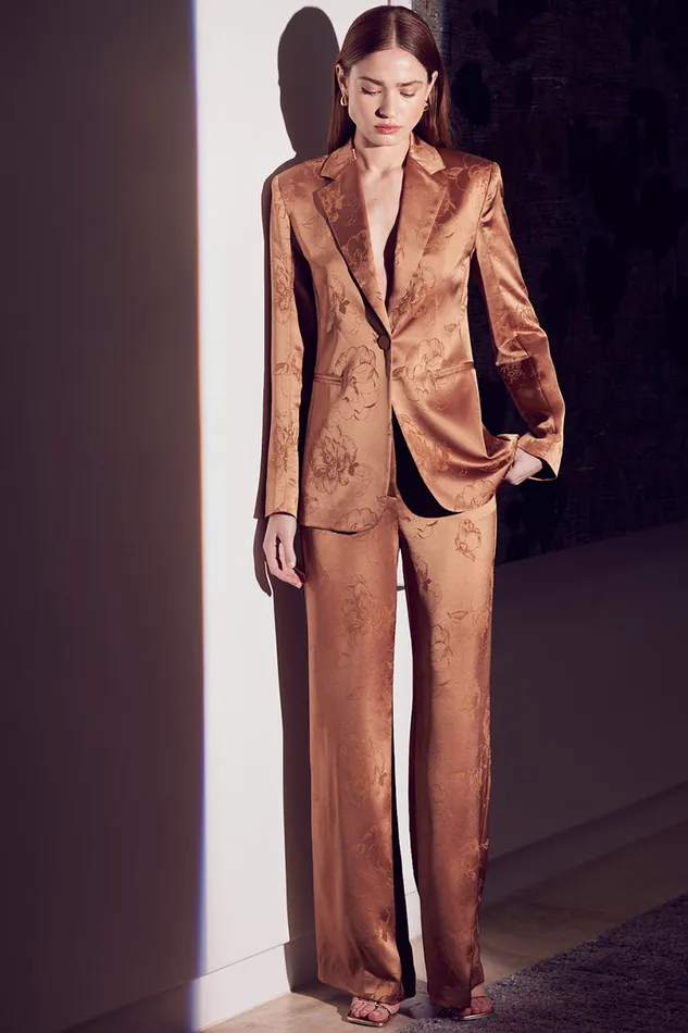 Misa Los Angeles Lauren Blazer Straw Jacquard Women Matching Sets